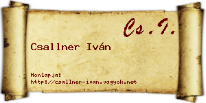 Csallner Iván névjegykártya